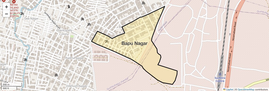 Location Map of Bapu Nagar, Hyderabad