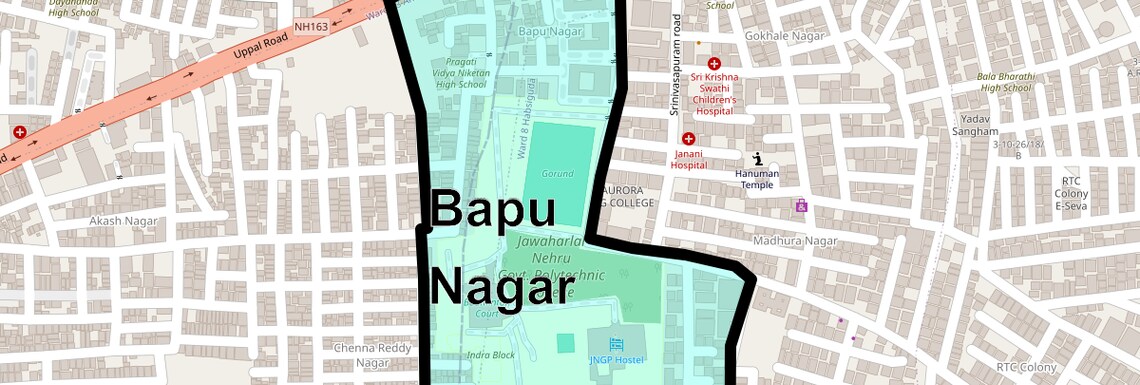 Location Map of Bapu Nagar, Hyderabad