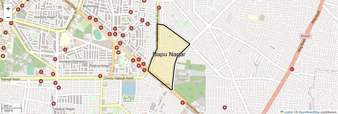 Location Map of Bapu Nagar, Nagpur