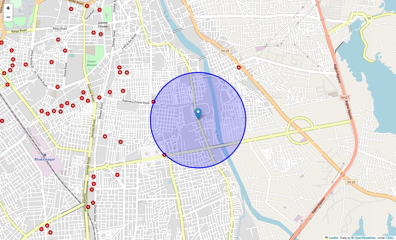 Location Map of Bapu Nagar, Rajkot