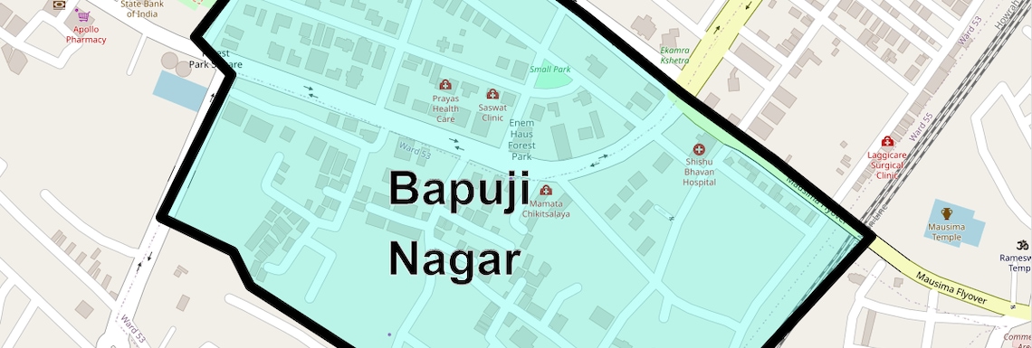 Location Map of Bapuji Nagar, Bhubaneswar
