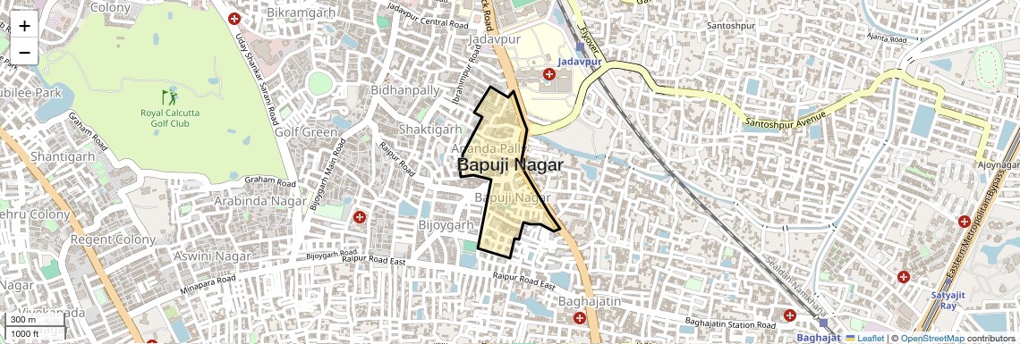 Location Map of Bapuji Nagar, Kolkata