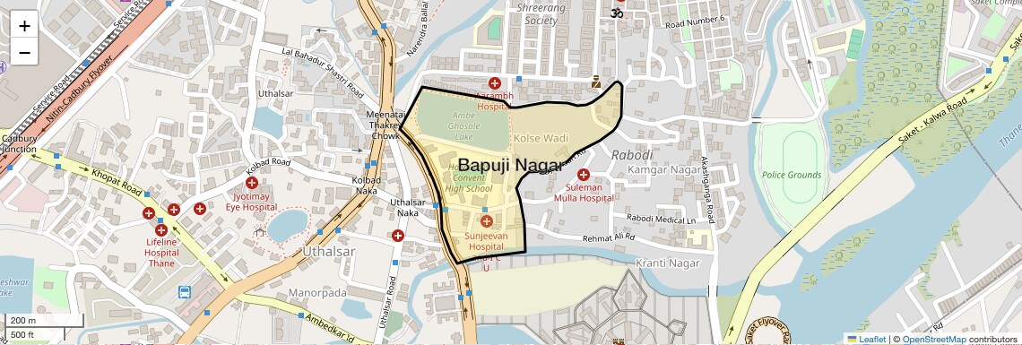 Location Map of Bapuji Nagar, Thane