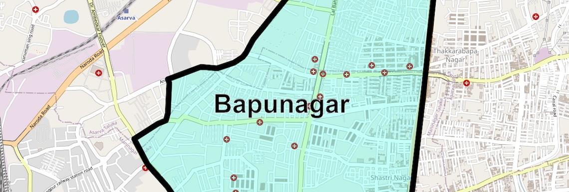 Location Map of Bapunagar, Ahmedabad