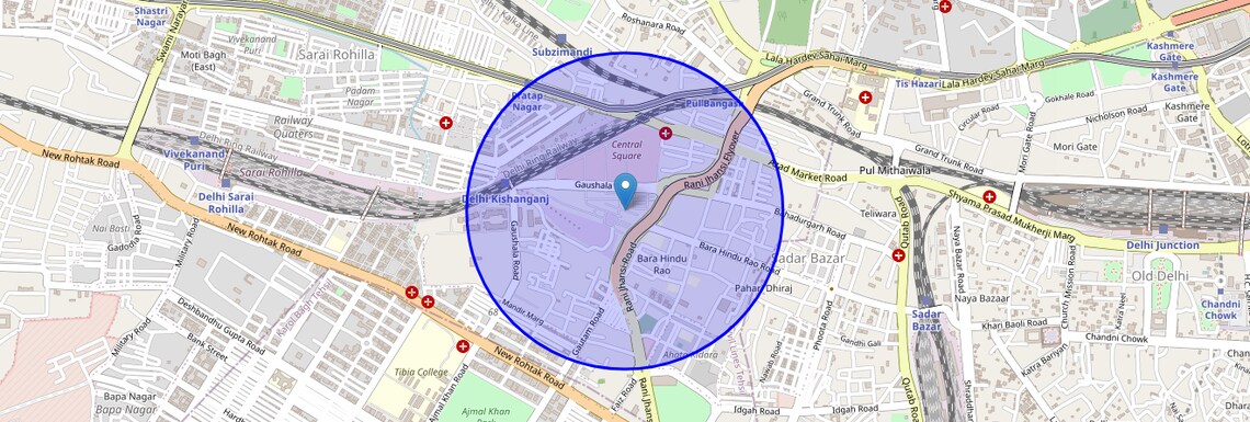 Location Map of Bara Hindu Rao, Delhi