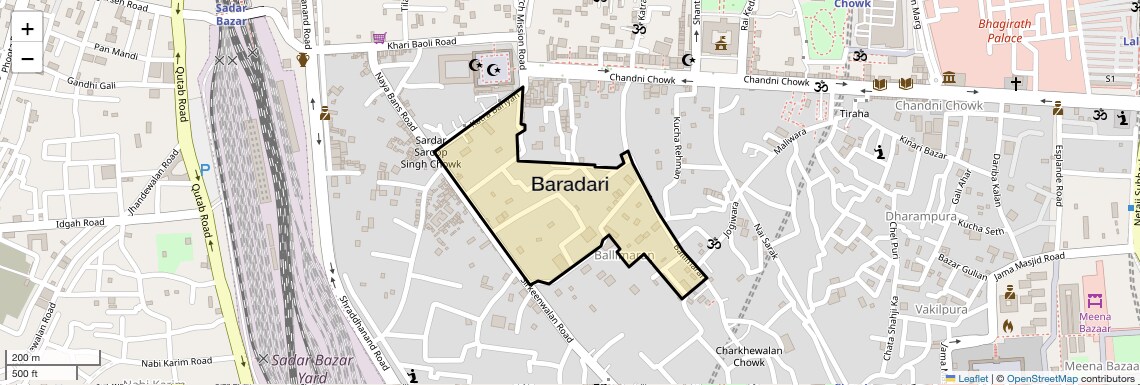 Location Map of Baradari, Delhi