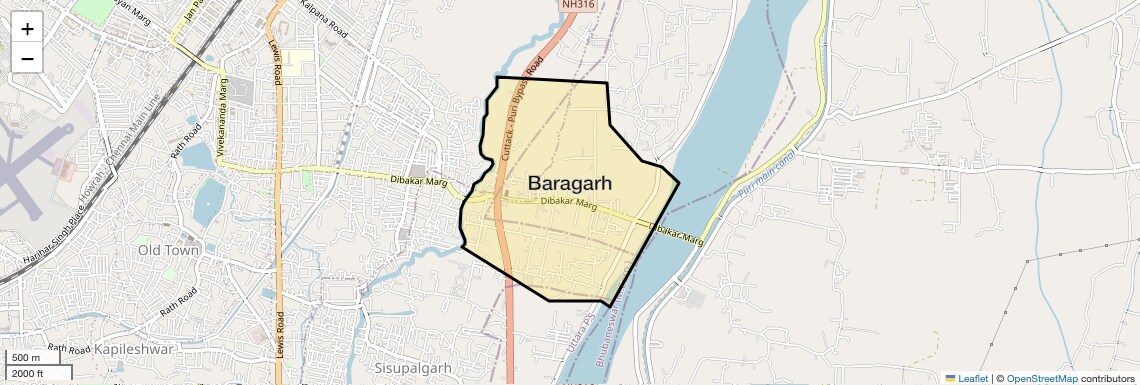Location Map of Baragarh, Bhubaneswar