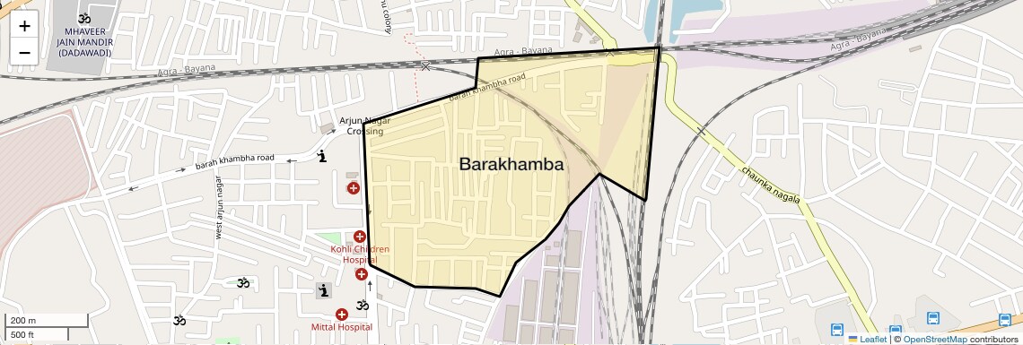 Location Map of Barakhamba, Agra