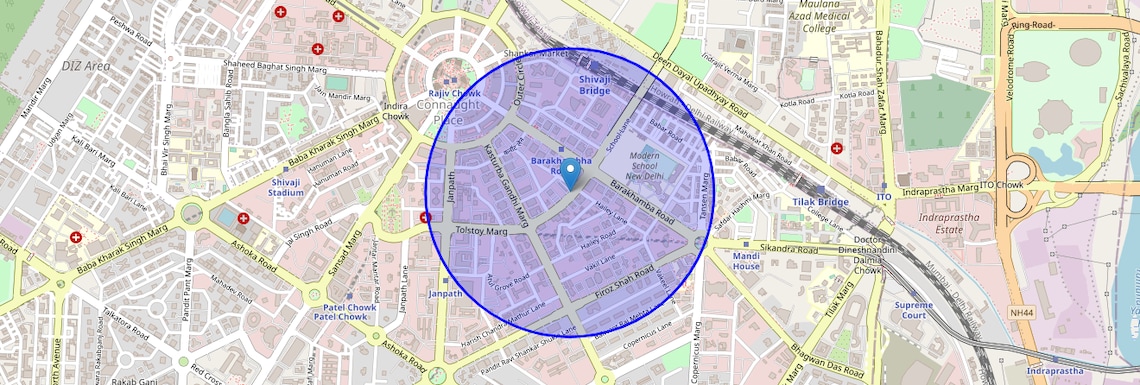 Location Map of Barakhamba Road, Delhi