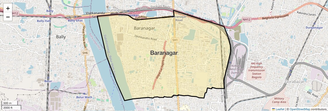 Location Map of Baranagar, Kolkata