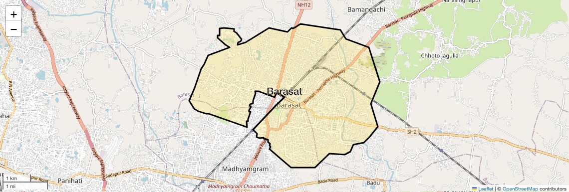 Location Map of Barasat, Kolkata