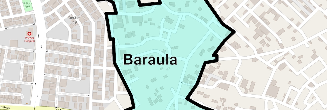 Location Map of Baraula, Noida