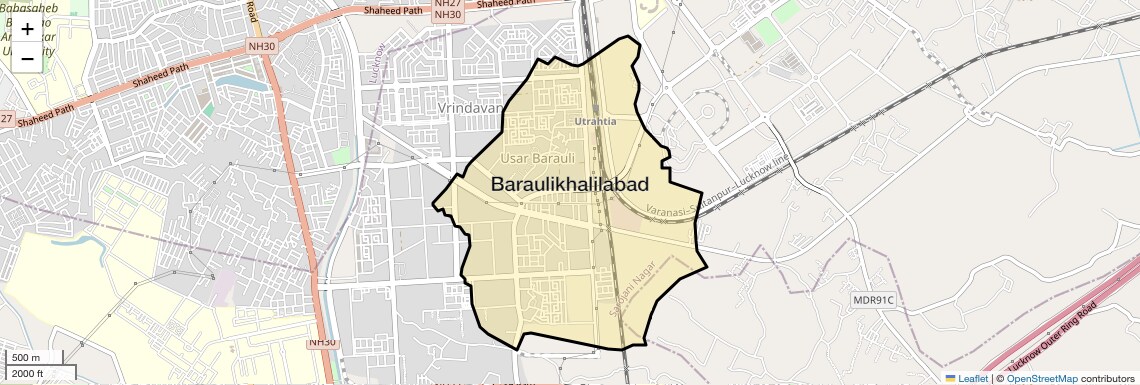 Location Map of Baraulikhalilabad, Lucknow