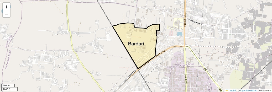 Location Map of Bardari, Indore