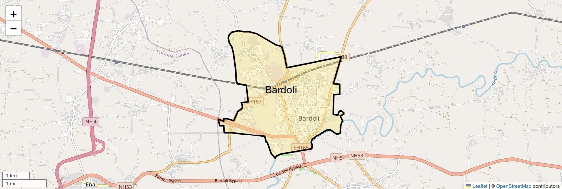 Location Map of Bardoli, Surat