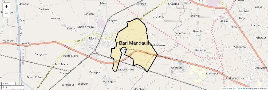 Location Map of Bari Mandauli, Chandigarh