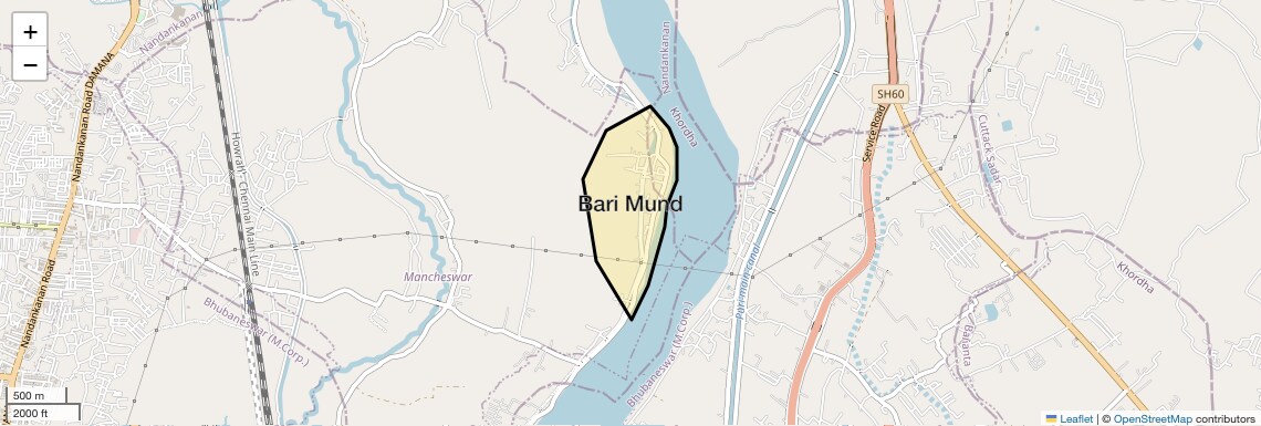 Location Map of Bari Mund, Bhubaneswar
