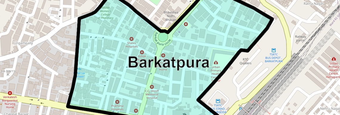 Location Map of Barkatpura, Hyderabad