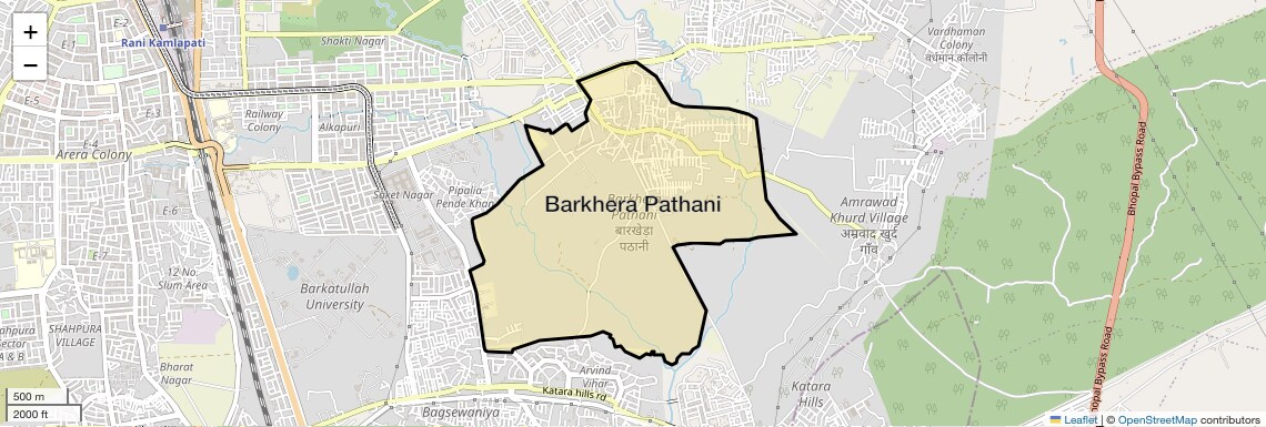 Location Map of Barkhera Pathani, Bhopal