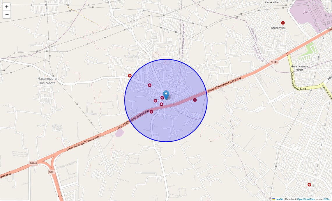 Location Map of Baroni, Jaipur