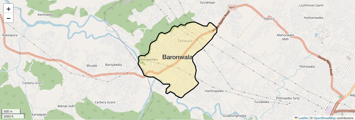 Location Map of Baronwala, Dehradun