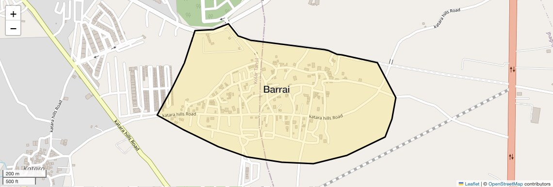 Location Map of Barrai, Bhopal