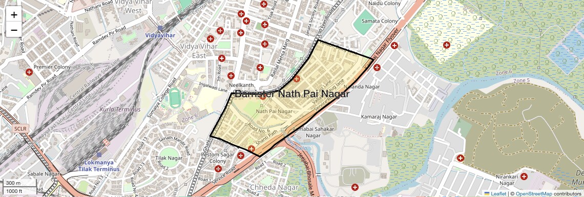 Location Map of Barrister Nath Pai Nagar, Mumbai