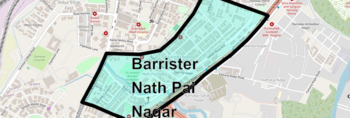 Location Map of Barrister Nath Pai Nagar, Mumbai