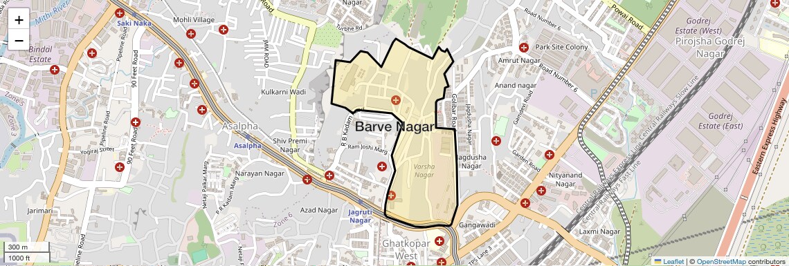 Location Map of Barve Nagar, Mumbai