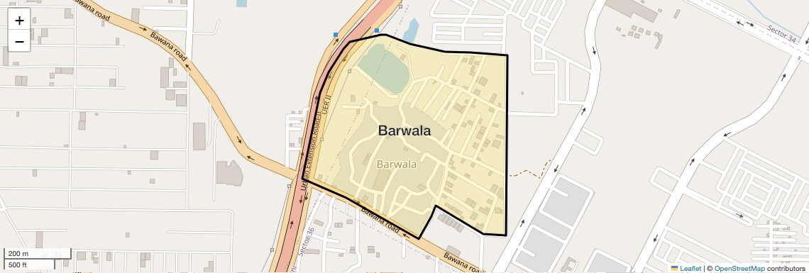 Location Map of Barwala, Delhi