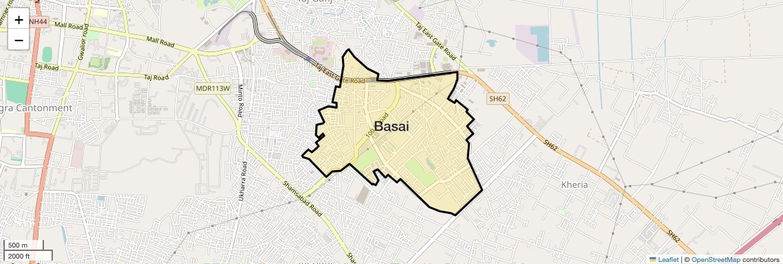 Location Map of Basai, Agra