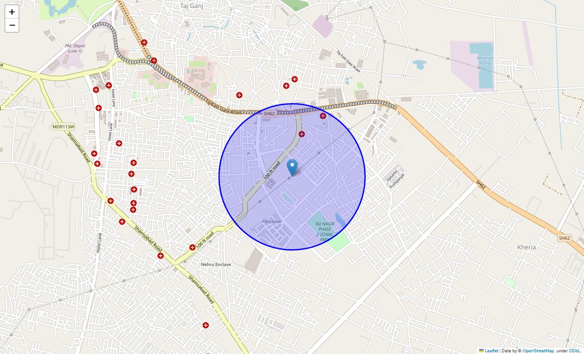 Location Map of Basai, Agra