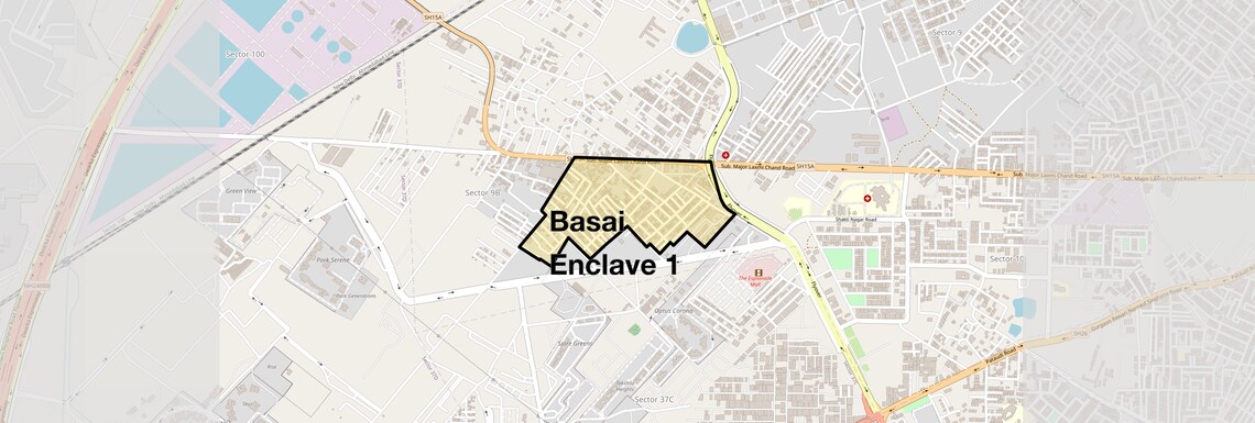 Location Map of Basai Enclave 1, Gurgaon