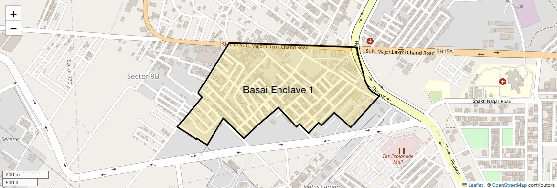 Location Map of Basai Enclave 1, Gurgaon