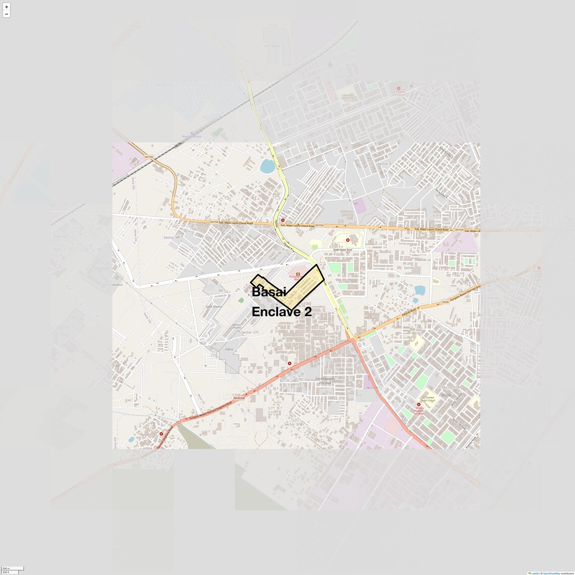 Location Map of Basai Enclave 2, Gurgaon