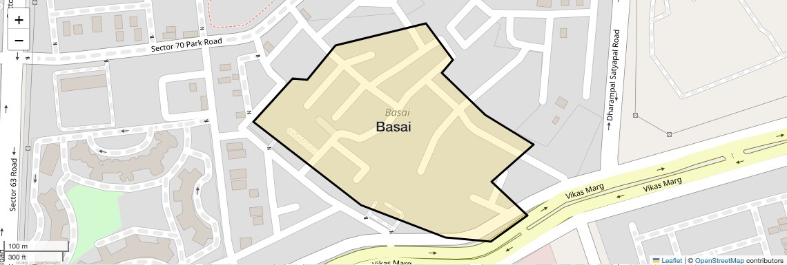 Location Map of Basai, Noida