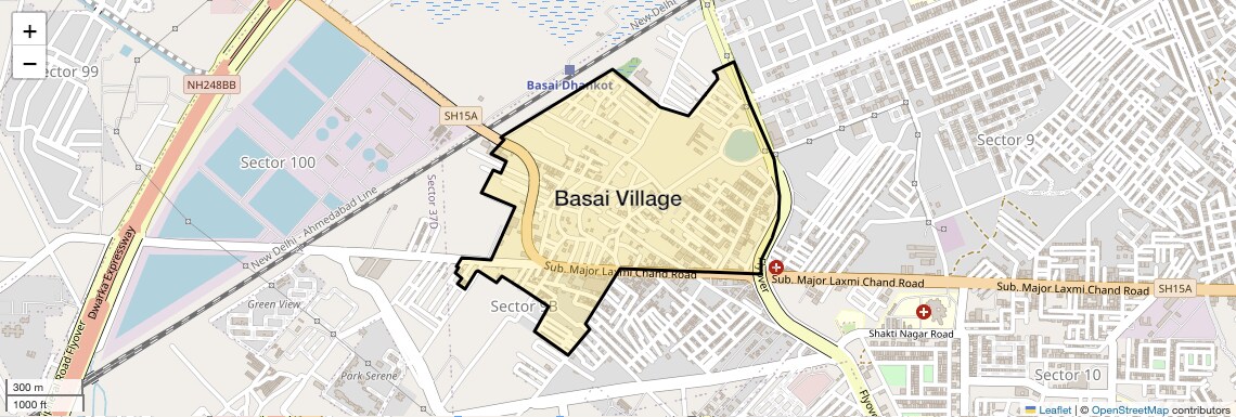 Location Map of Basai Village, Gurgaon