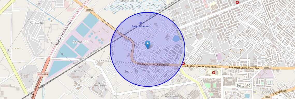 Location Map of Basai Village, Gurgaon