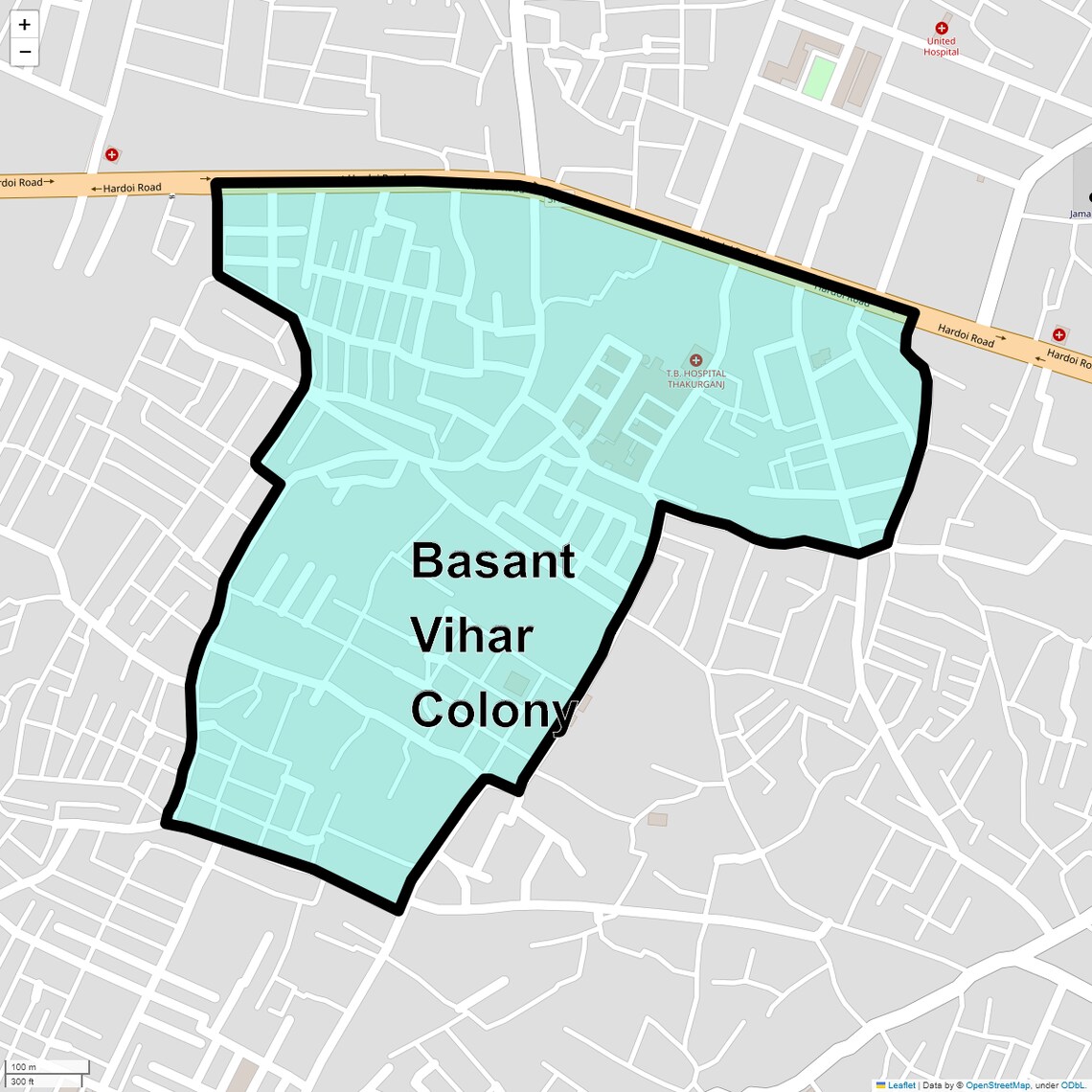 Location Map of Basant Vihar Colony, Lucknow
