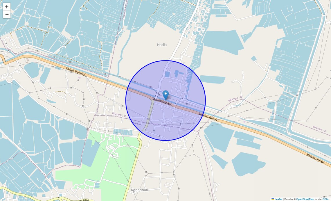 Location Map of Basanti Highway, Kolkata
