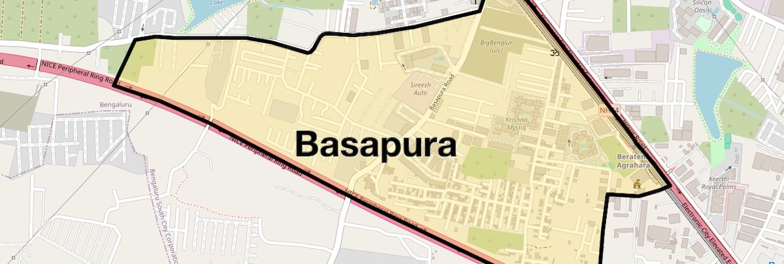 Location Map of Basapura, Bangalore