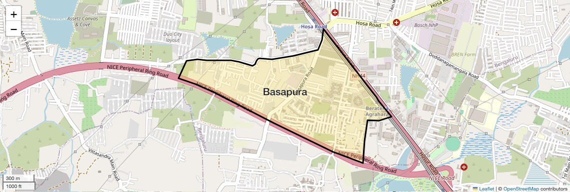 Location Map of Basapura, Bangalore