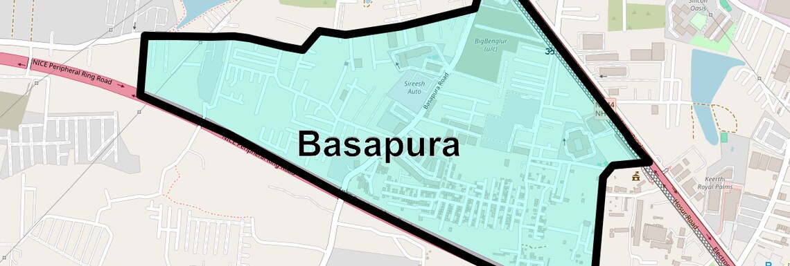 Location Map of Basapura, Bangalore