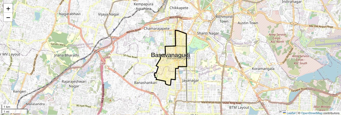 Location Map of Basavanagudi, Bangalore