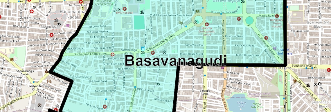 Location Map of Basavanagudi, Bangalore
