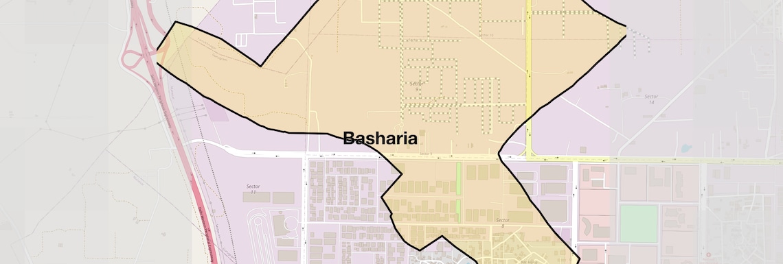 Location Map of Basharia, Gurgaon