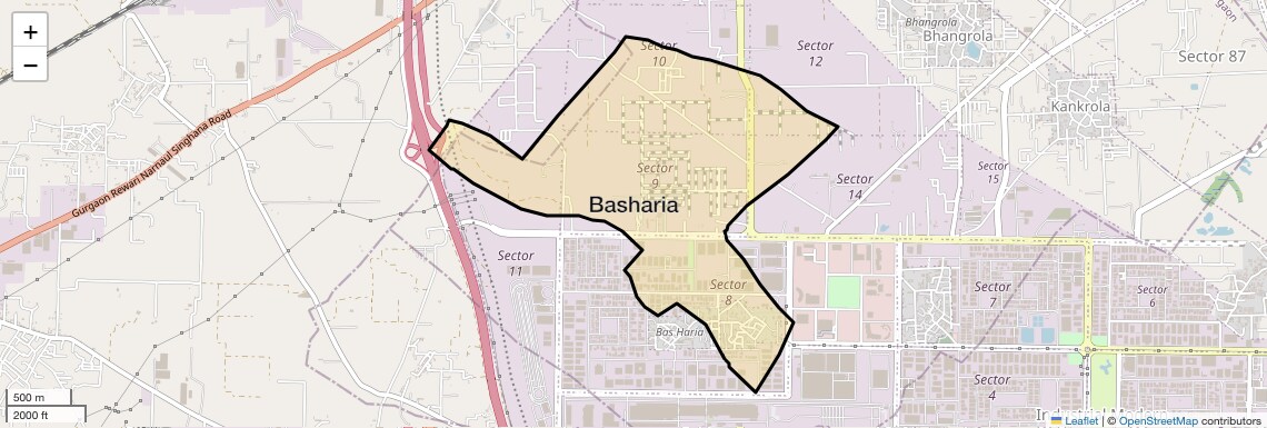 Location Map of Basharia, Gurgaon