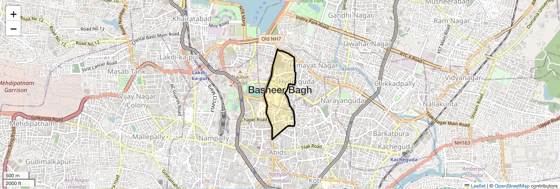 Location Map of Basheer Bagh, Hyderabad