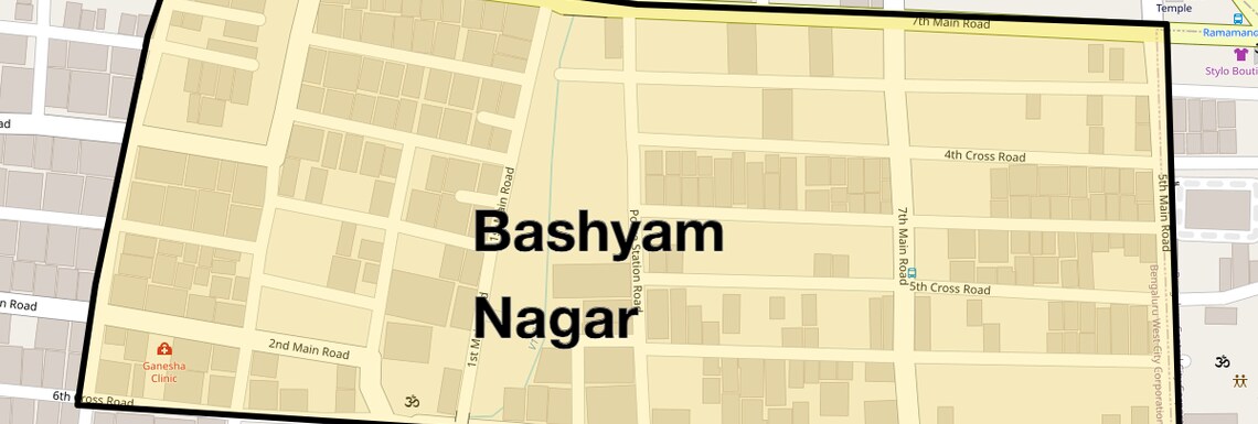 Location Map of Bashyam Nagar, Bangalore