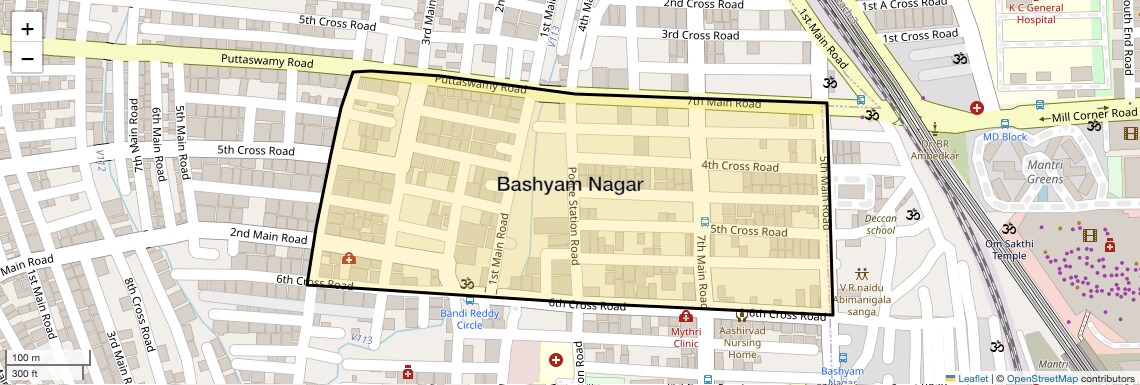 Location Map of Bashyam Nagar, Bangalore
